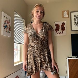Leopard print wrap dress